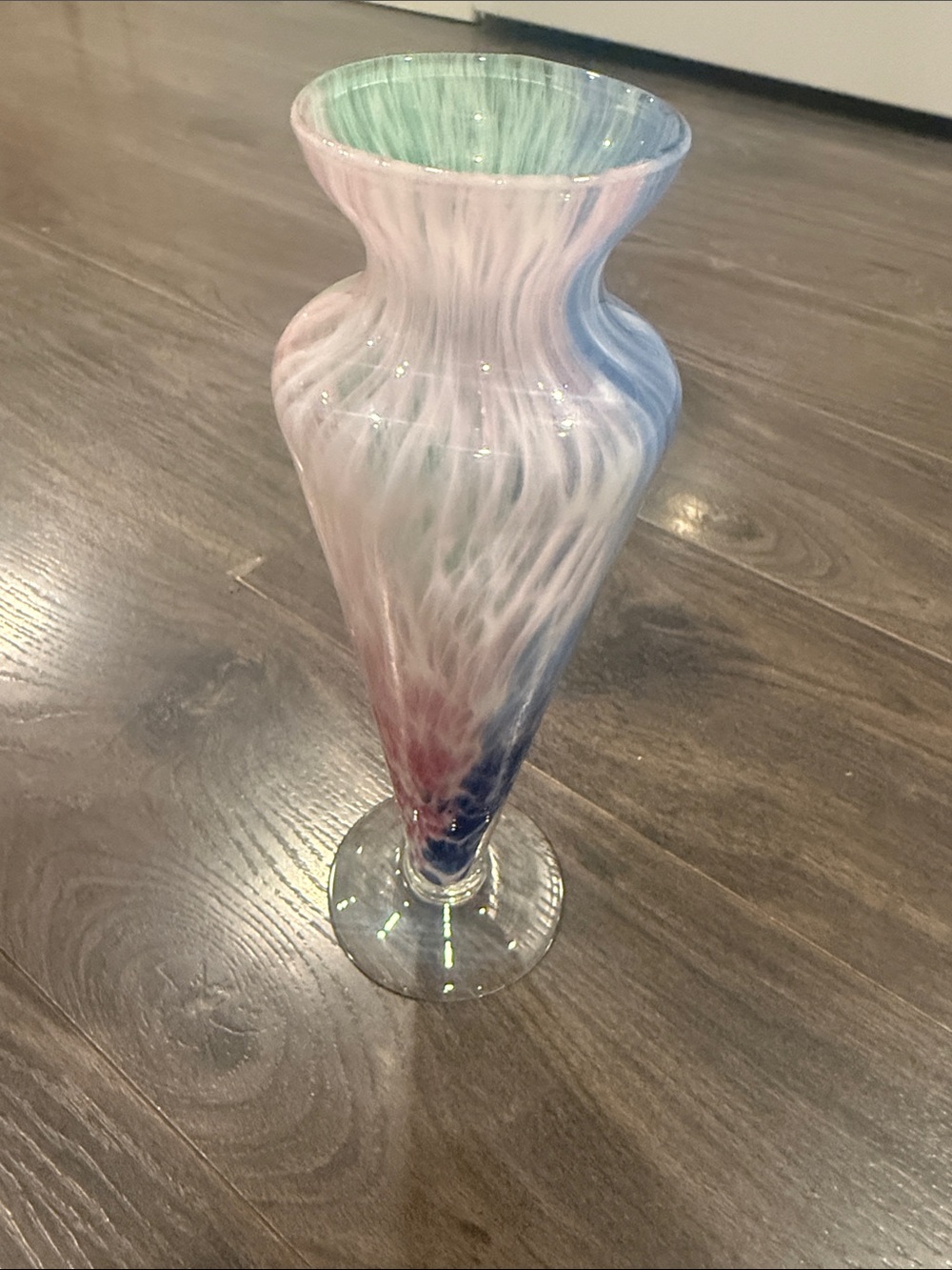 Murano Lavorazione Handblown Art Glass Vase in Pastel Swirl 8:3